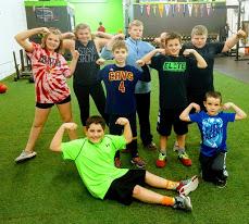 Kids doing strength training at Elite Sports gym, Mentor, Ohio.